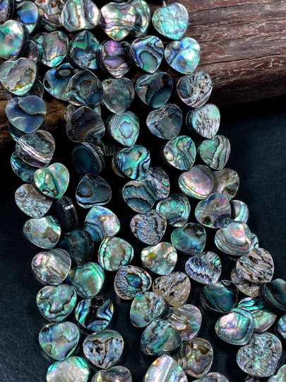 AAA Natural Abalone Shell Bead 15mm Heart Shape Bead, Beautiful Natural Rainbow Color Abalone Bead, Excellent Quality Full Strand 15.5"