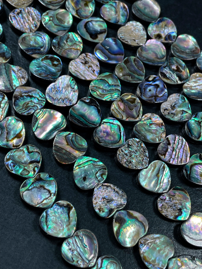 AAA Natural Abalone Shell Bead 15mm Heart Shape Bead, Beautiful Natural Rainbow Color Abalone Bead, Excellent Quality Full Strand 15.5"