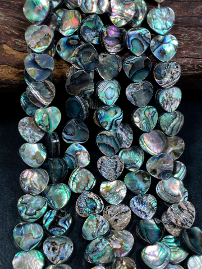 AAA Natural Abalone Shell Bead 15mm Heart Shape Bead, Beautiful Natural Rainbow Color Abalone Bead, Excellent Quality Full Strand 15.5"