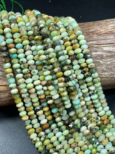 NATURAL Chrysocolla Gemstone Faceted Rondelle Shape 6x4mm Bead. Gorgeous Green Brown Color. Great Quality Full Strand 15.5"