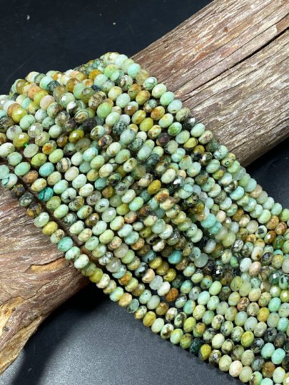 NATURAL Chrysocolla Gemstone Faceted Rondelle Shape 6x4mm Bead. Gorgeous Green Brown Color. Great Quality Full Strand 15.5"