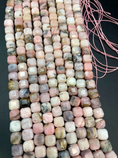 AAA Natural Pink Opal Gemstone Bead Faceted 8mm Cube Shape, Beautiful Natural Pink Color Opal Gemstone Bead, High Quality Beads