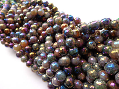 AAA Mystic Indian Agate Gemstone Beads, Faceted 6mm 8mm 10mm 12mm Round Beads, Beautiful Gray Purple Beads, Great Quality Bead! Full Length 15"