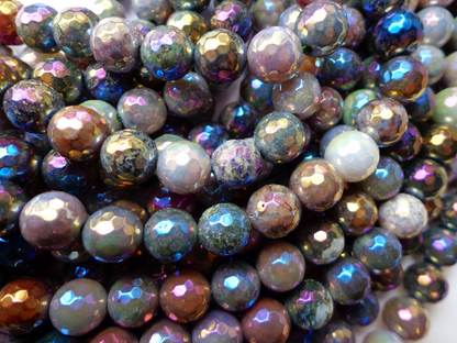 AAA Mystic Indian Agate Gemstone Beads, Faceted 6mm 8mm 10mm 12mm Round Beads, Beautiful Gray Purple Beads, Great Quality Bead! Full Length 15"