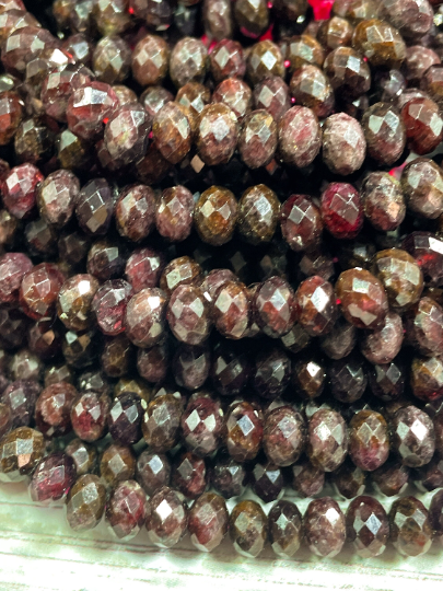 AA Natural Red Garnet Gemstone Bead Faceted 4x7mm Rondelle Shape, Beautiful Natural Dark Red Color Garnet Bead, Full Strand 15.5"