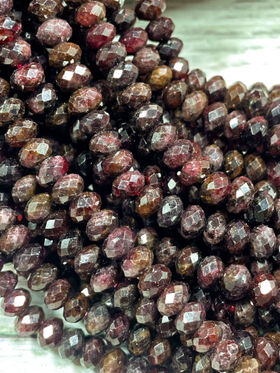 AA Natural Red Garnet Gemstone Bead Faceted 4x7mm Rondelle Shape, Beautiful Natural Dark Red Color Garnet Bead, Full Strand 15.5"