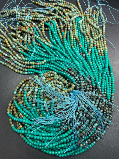 A+ Natural Turquoise Gemstone Bead 4mm Round Beads, Gorgeous Multicolor Turquoise Gemstone Bead, Excellent Quality Full Strand 15.5"