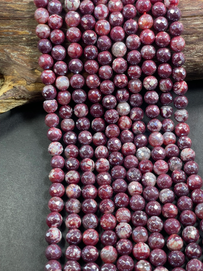 AAA Natural Mystic Red Agate Gemstone Bead Faceted 6mm 8mm 10mm Round Beads, Beautiful Mystic Agate Beads 15.5" Strand