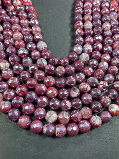 AAA Natural Mystic Red Agate Gemstone Bead Faceted 6mm 8mm 10mm Round Beads, Beautiful Mystic Agate Beads 15.5" Strand