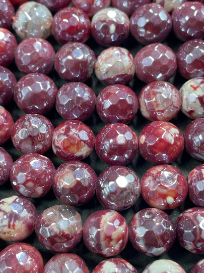 AAA Natural Mystic Red Agate Gemstone Bead Faceted 6mm 8mm 10mm Round Beads, Beautiful Mystic Agate Beads 15.5" Strand