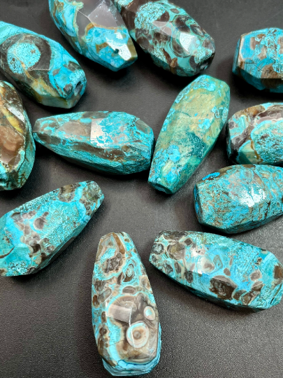 Natural Ocean Jasper Gemstone Bead Faceted 15x32mm Barrel Shape, Gorgeous Natural Blue Brown Color Jasper Bead, LOOSE BEADS