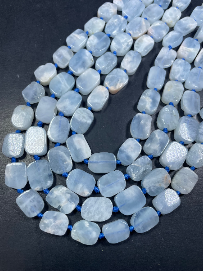 Natural Aquamarine Gemstone Bead 10x15mm Rectangle Tablet Shape, Beautiful Natural Aqua Blue Color Aquamarine, Full Strand 15.5"