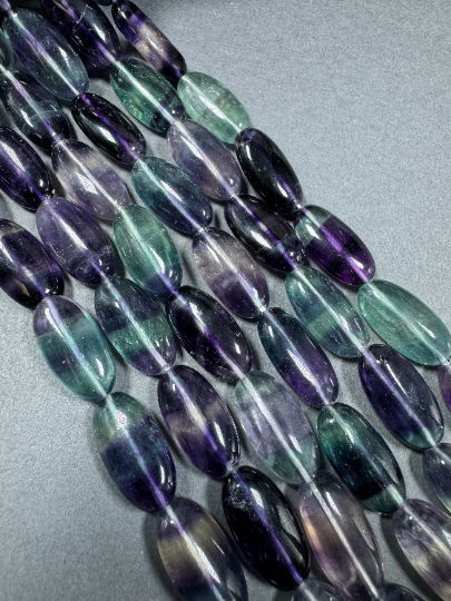 AAA Natural Fluorite Gemstone Bead 20x10mm Oval Shape, Gorgeous Natural Purple Green Fluorite Beads, Excellent Quality Full Strand 15.5"