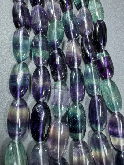 AAA Natural Fluorite Gemstone Bead 20x10mm Oval Shape, Gorgeous Natural Purple Green Fluorite Beads, Excellent Quality Full Strand 15.5"