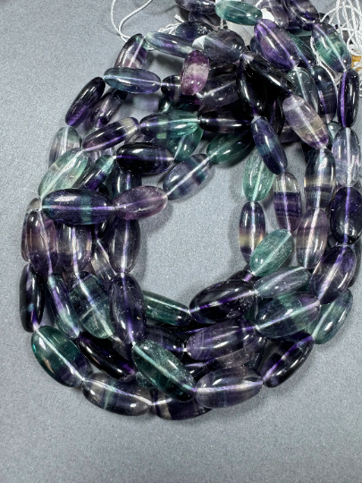 AAA Natural Fluorite Gemstone Bead 20x10mm Oval Shape, Gorgeous Natural Purple Green Fluorite Beads, Excellent Quality Full Strand 15.5"