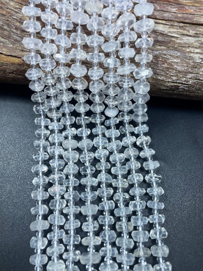 Natural Clear Quartz Gemstone Bead Faceted 10mm 12mm Rondelle Shape Bead, Beautiful Clear Ice Quartz Bead, Excellent Quality Full Strand 15.5"