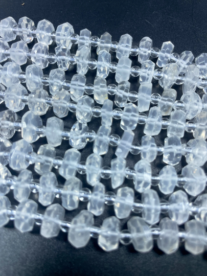 Natural Clear Quartz Gemstone Bead Faceted 10mm 12mm Rondelle Shape Bead, Beautiful Clear Ice Quartz Bead, Excellent Quality Full Strand 15.5"