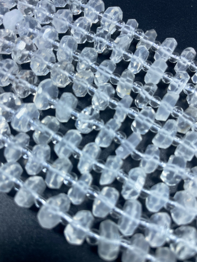 Natural Clear Quartz Gemstone Bead Faceted 10mm 12mm Rondelle Shape Bead, Beautiful Clear Ice Quartz Bead, Excellent Quality Full Strand 15.5"