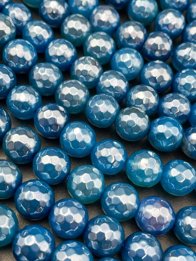 AAA Mystic Blue Jade Gemstone Bead Faceted 6mm 8mm Round Beads, Gorgeous Blue Color Jade Gemstone Beads