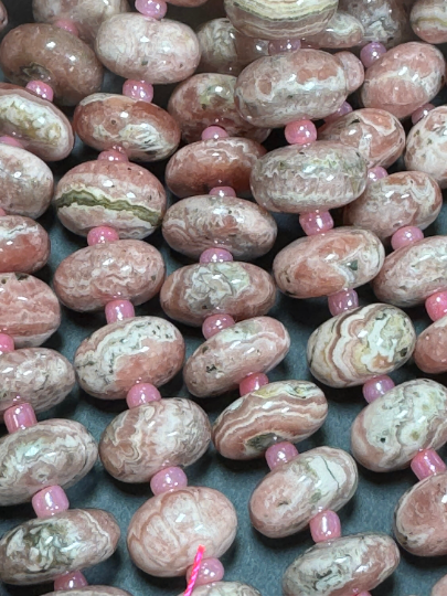 AAA Natural Rhodochrosite Gemstone Beads, Rondelle Shape Beads, Excellent Quality Natural Pink Color Rhodochrosite Gemstone Beads, 7.5" Strand