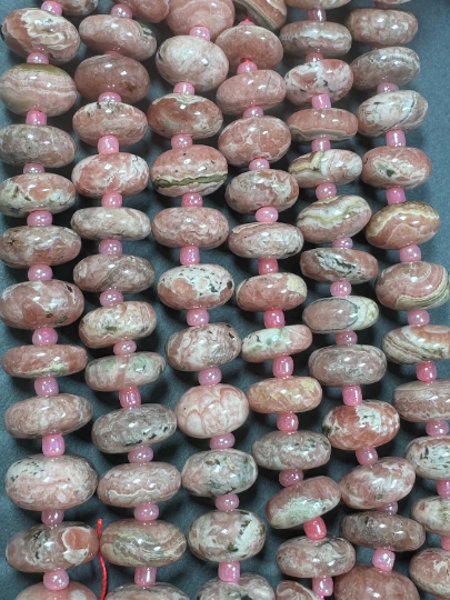 AAA Natural Rhodochrosite Gemstone Beads, Rondelle Shape Beads, Excellent Quality Natural Pink Color Rhodochrosite Gemstone Beads, 7.5" Strand