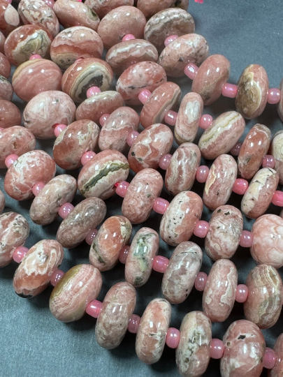 AAA Natural Rhodochrosite Gemstone Beads, Rondelle Shape Beads, Excellent Quality Natural Pink Color Rhodochrosite Gemstone Beads, 7.5" Strand