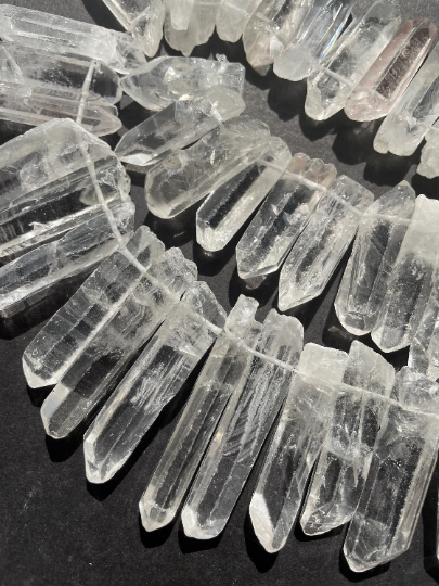 Natural Rock Crystal Quartz Stone Bead 10x35mm Stick Shape, Beautiful Clear Crystal Quartz Gemstone Bead 15.5" Strand