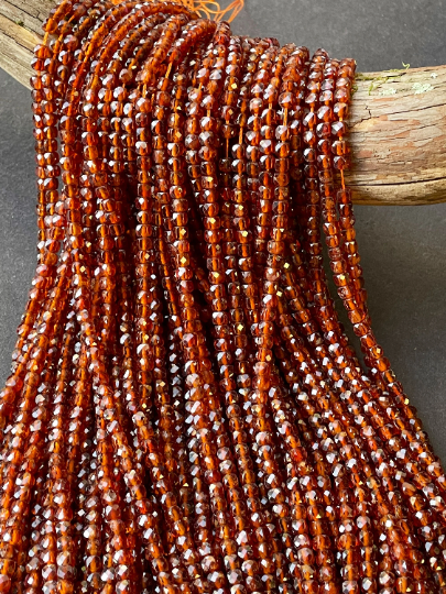 AAA Hessonite Orange Garnet Gemstone Bead Faceted 4mm 6mm 8mm Cube Shape Bead, Beautiful Orange Brown Color Garnet Beads 15.5" Strand