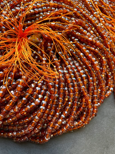 AAA Hessonite Orange Garnet Gemstone Bead Faceted 4mm 6mm 8mm Cube Shape Bead, Beautiful Orange Brown Color Garnet Beads 15.5" Strand