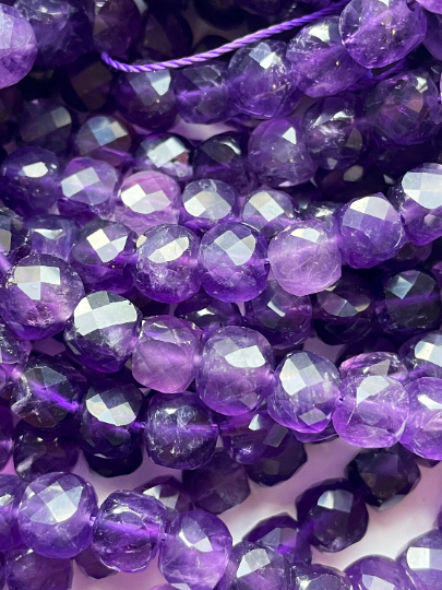 AAA Natural Amethyst Gemstone Bead Faceted 4mm Cube Shape Shape, Beautiful Natural Dark Purple Amethyst Beads 15.5" Strand