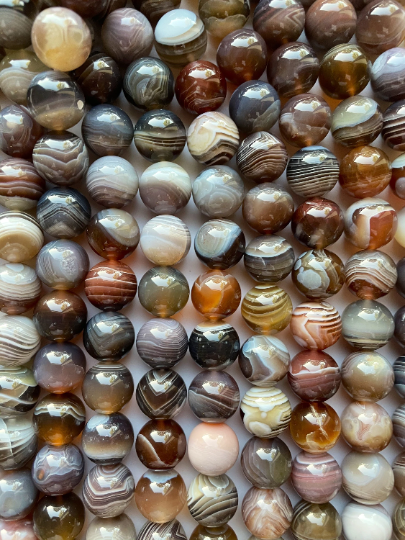 Natural Botswana Agate Gemstone Bead 4mm 6mm 8mm 10mm 12mm Round Bead, Gorgeous Gray Orange Brown Color Botswana Agate, 15.5" Strand