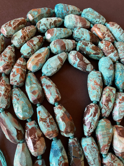 Natural Blue Ocean Jasper Gemstone Bead 32x15mm Faceted Teardrop Shape, Beautiful Blue Color Ocean Jasper 15.5"