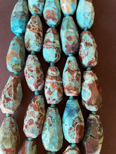 Natural Blue Ocean Jasper Gemstone Bead 32x15mm Faceted Teardrop Shape, Beautiful Blue Color Ocean Jasper 15.5"