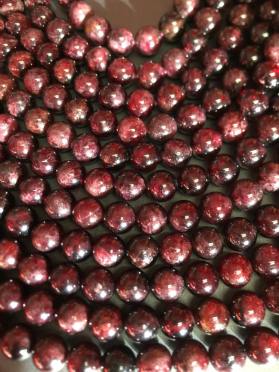 AAA Natural Red Garnet Gemstone Bead, Smooth 4mm 6mm 8mm 10mm 12mm Round Beads, Gorgeous Natural Dark Red Color Red Garnet, Full Strand 15.5"