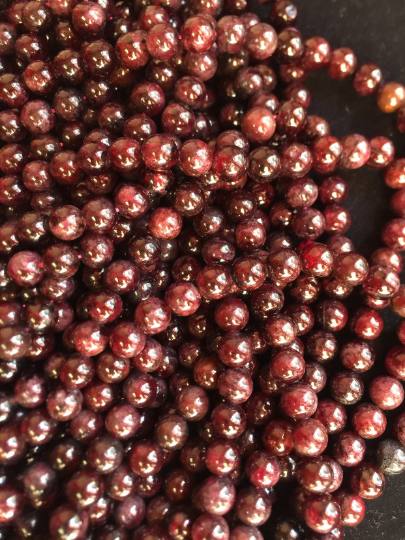 AAA Natural Red Garnet Gemstone Bead, Smooth 4mm 6mm 8mm 10mm 12mm Round Beads, Gorgeous Natural Dark Red Color Red Garnet, Full Strand 15.5"