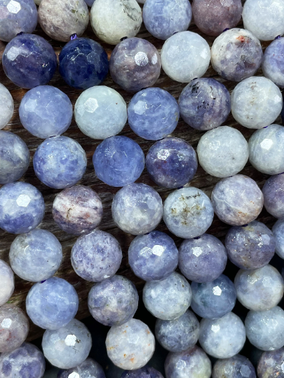 AAA Natural Iolite Gemstone Bead Faceted 6mm 8mm 10mm Round Beads, Gorgeous Natural Blue Gray Purple Color Iolite Stone Beads, Excellent Quality