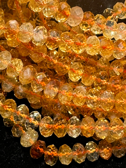 AAA Natural Citrine Gemstone Bead Faceted Micro Cut 8x5mm Rondelle Beads, Excellent Quality Citrine Beads Full Strand 15.5"