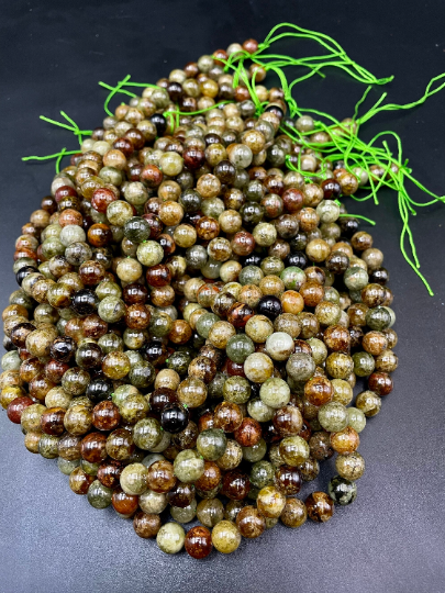 AA Natural Green Garnet Gemstone Bead 5mm 7mm 9mm 10mm 11mm Round Beads, Gorgeous Natural Olive Green Color Gemstone Bead, Nice Quality Garnet