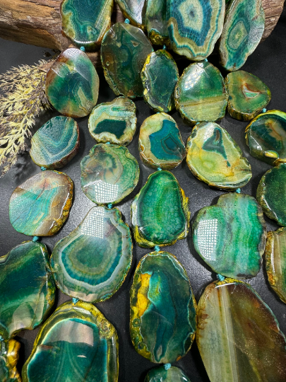 Natural Dragon Skin Agate Gemstone Bead Freeform Slabs, Gorgeous Turquoise Green Blue Color. Excellent Quality . Full strand 15.5”