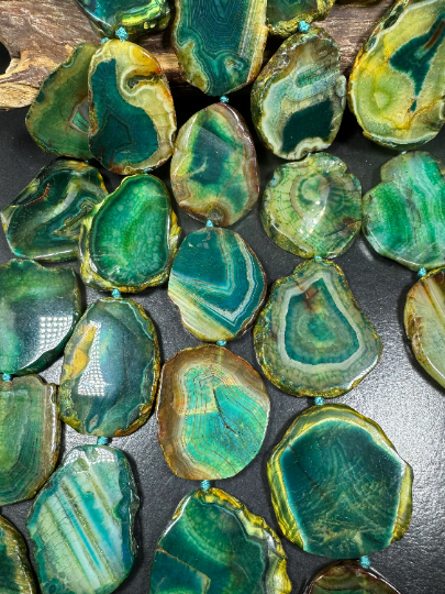 Natural Dragon Skin Agate Gemstone Bead Freeform Slabs, Gorgeous Turquoise Green Blue Color. Excellent Quality . Full strand 15.5”