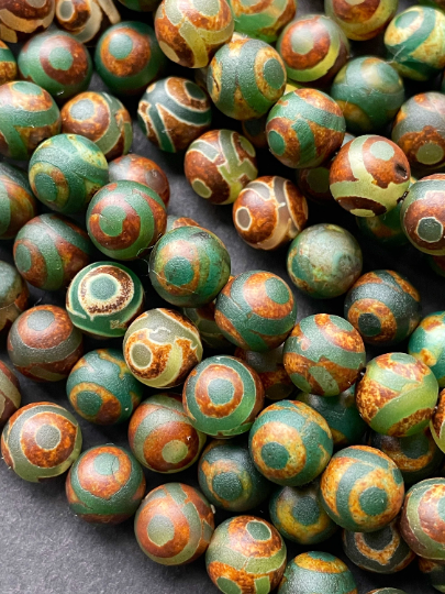 Natural Tibetan Stone Bead 6mm 8mm  Round Bead, Beautiful Brown Green Color Tibetan Gemstone. Great Quality Full Strand 15.5”