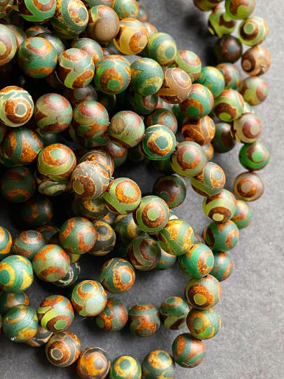 Natural Tibetan Stone Bead 6mm 8mm  Round Bead, Beautiful Brown Green Color Tibetan Gemstone. Great Quality Full Strand 15.5”