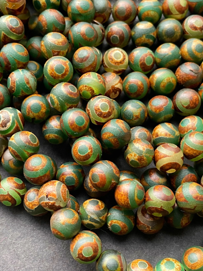 Natural Tibetan Stone Bead 6mm 8mm  Round Bead, Beautiful Brown Green Color Tibetan Gemstone. Great Quality Full Strand 15.5”