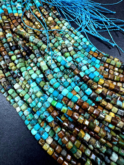 100% Natural turquoise gemstone bead. faceted turquoise bead rondelle shape . natural blue turquoise bead . full strand 15.5