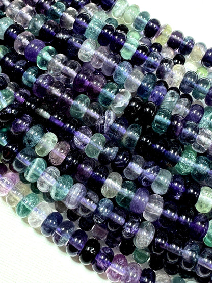 AAA Natural fluorite gemstone bead. Roundell  shape .Gorgeous Natural purple green color. excellent quality. full strand 15.5”