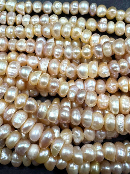 Natural fresh water pearls beads. Natural cream pink color . Excellent quality.  Full strand.