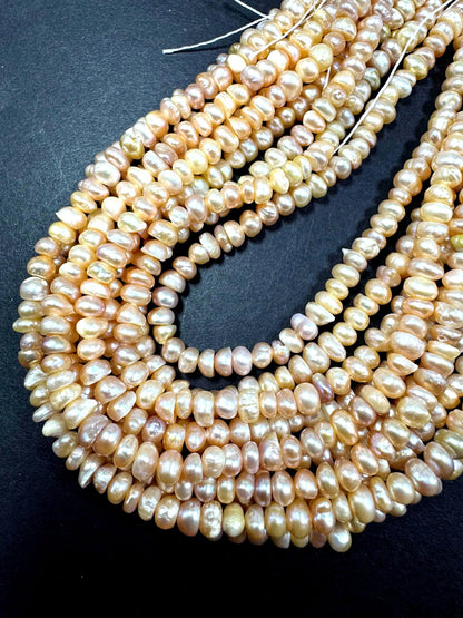 Natural fresh water pearls beads. Natural cream pink color . Excellent quality.  Full strand.