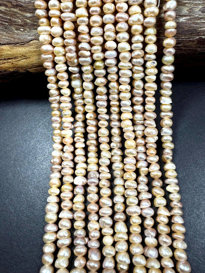 Natural fresh water pearls beads. Natural cream pink color . Excellent quality.  Full strand.