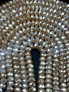 Beige/Gold faceted crystal. Chinese crystal glass bead faceted 6x10mm round bead. GREAT QUALITY!