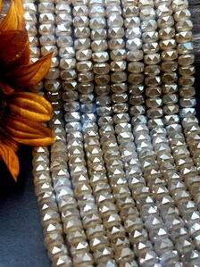 Beige/Gold faceted crystal. Chinese crystal glass bead faceted 6x10mm round bead. GREAT QUALITY!
